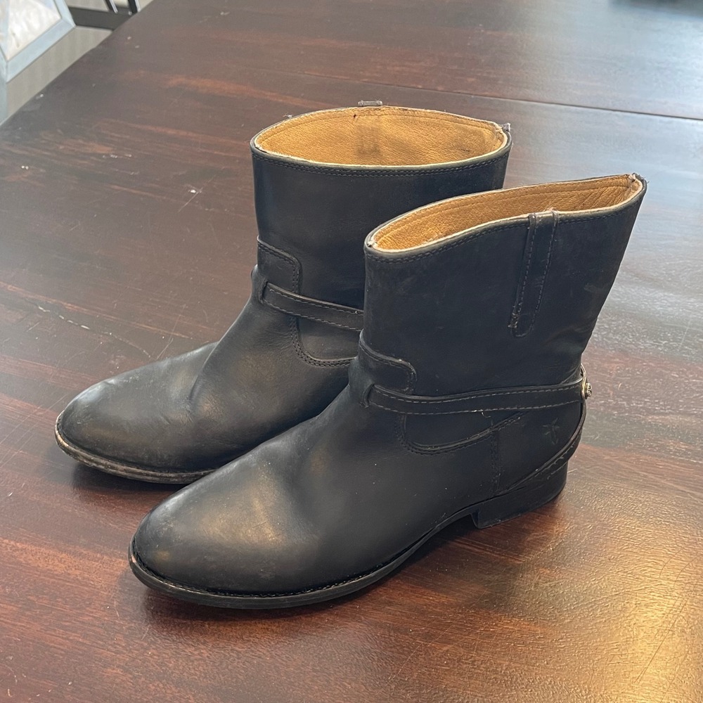 Frye Womens Black Leather Harness Engineer Moto Boots 76980 Size 6 B